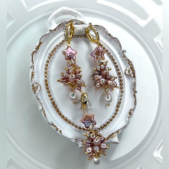 Handmade Freshwater Pearl Purple Christmas Tree ๐ Earrings & Pendant Set ๐๐๐ - Picture 3 of 3